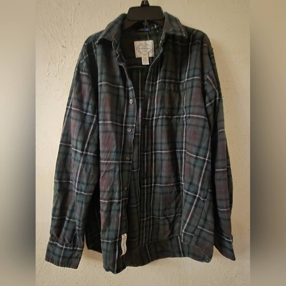 St. John's Bay Men's Dark Plaid Shirt Jacket
